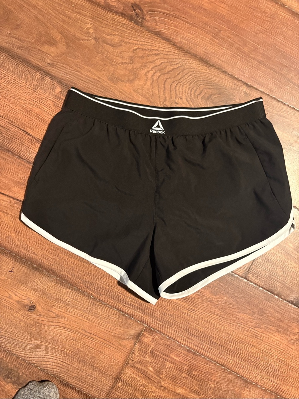 Reebok Women's Black Athletic Shorts with White Trim